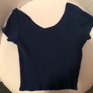 Blue ribbed crop top